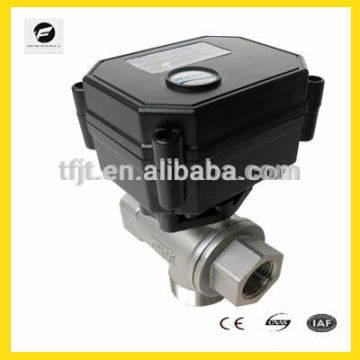 Válvula de bola motorizada G3 / 4 &quot;DN20 (reduzca el puerto) y 3 vías 12VDC CR04 (control de 2 alambres) Acero inoxidable, válvula eléctrica